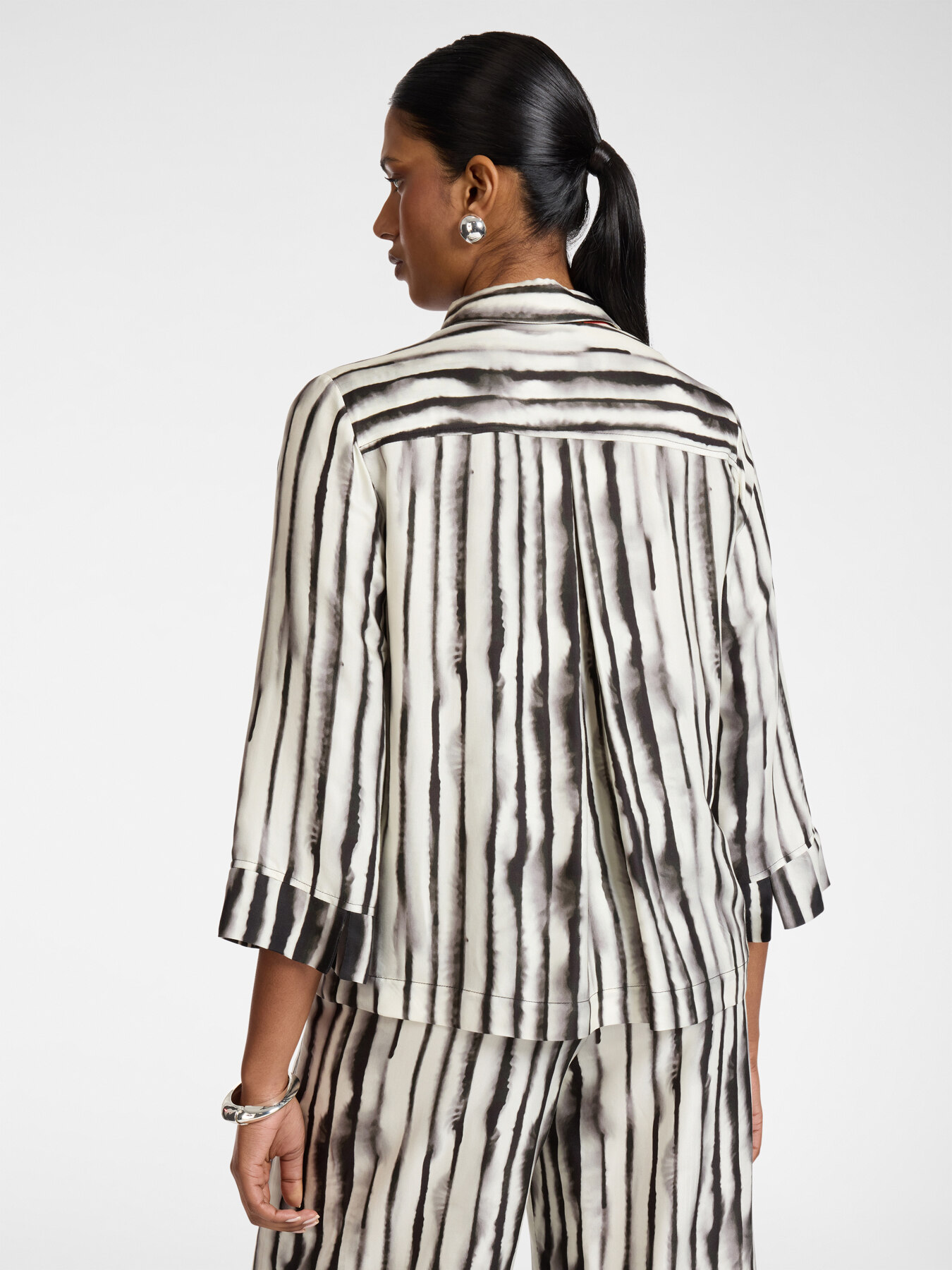 Striped viscose satin shirt image number 1
