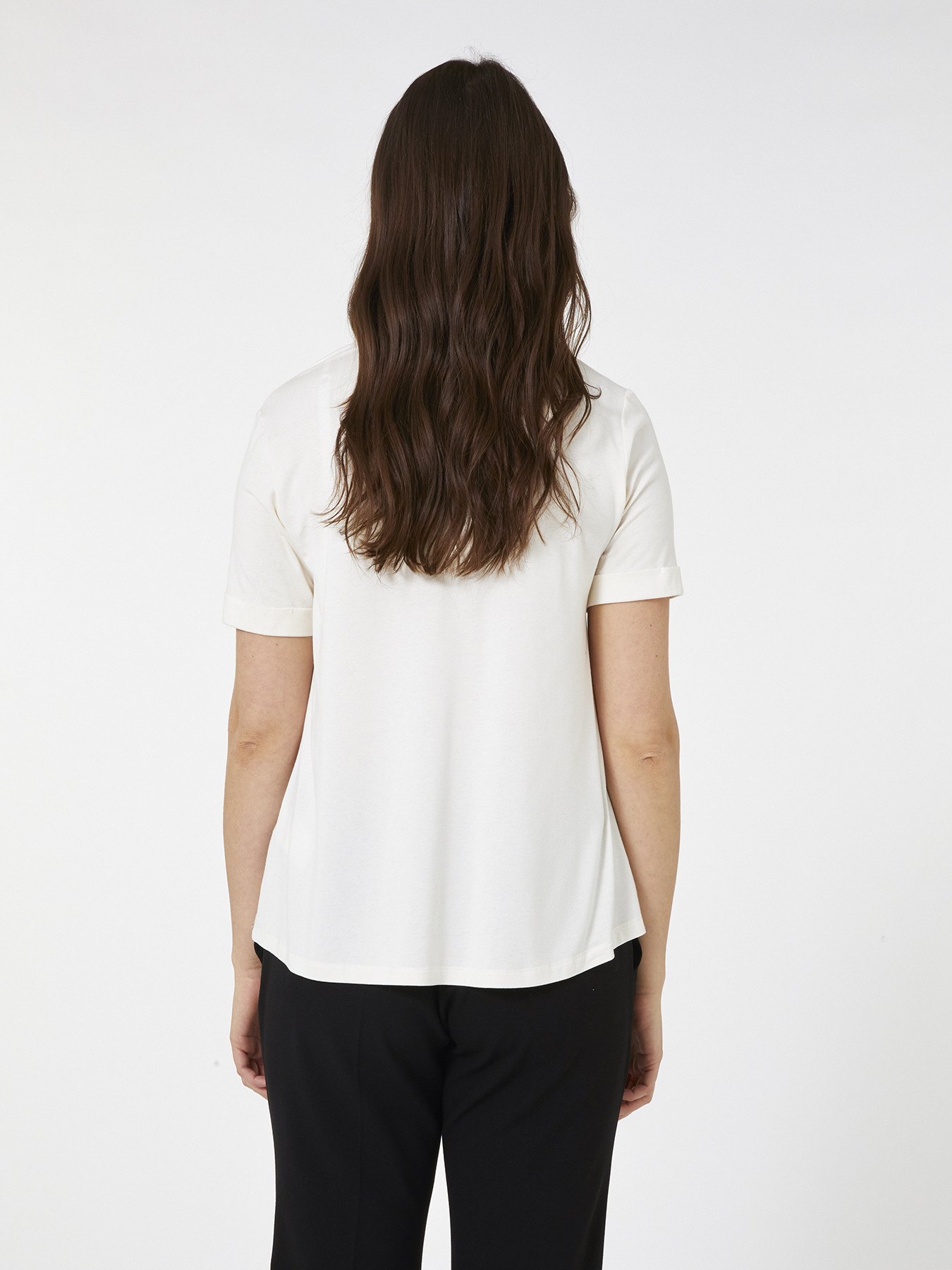 T-SHIRT AUS ZWEI VERSCHIEDENEN MATERIALIEN EINFARBIG - &Ouml;KO-STOFF image number 1