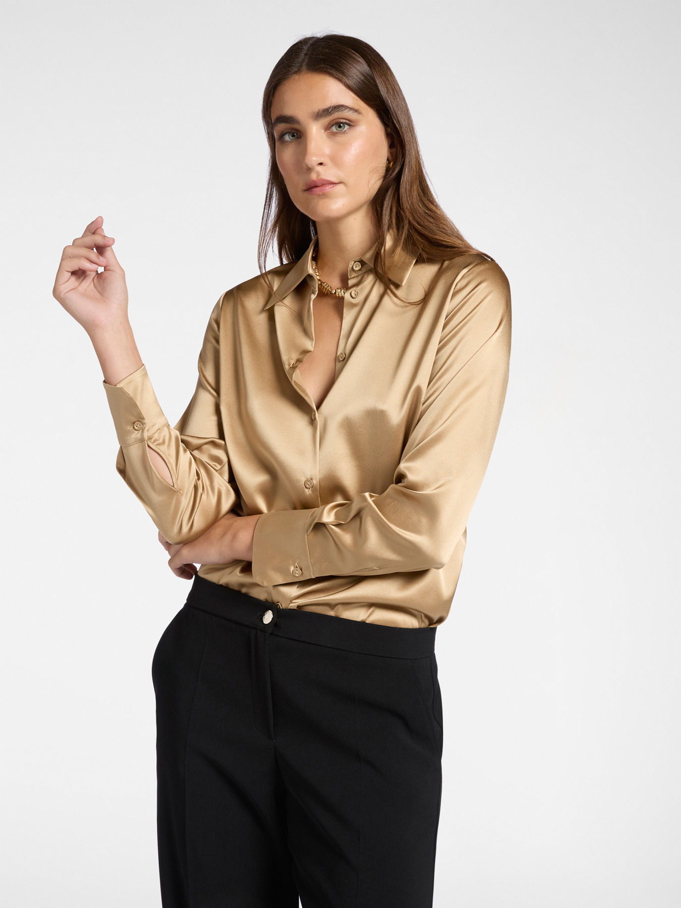Stretch silk shirt image number 0