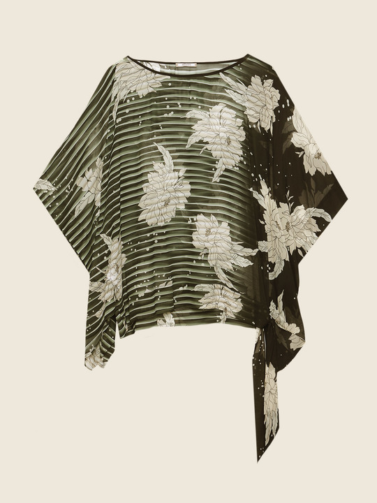 Elenamiro: Quimono elegante amplo estampado Preto_1