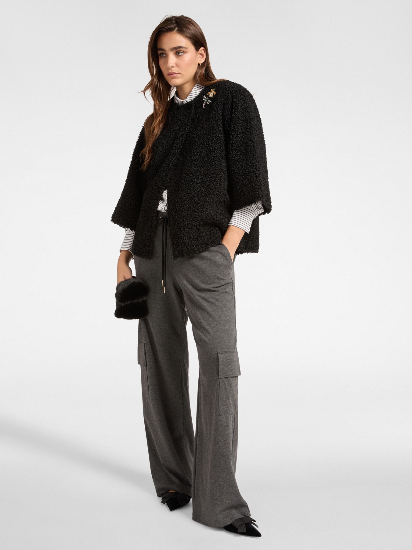 Plush fabric jacket with pins image number 2