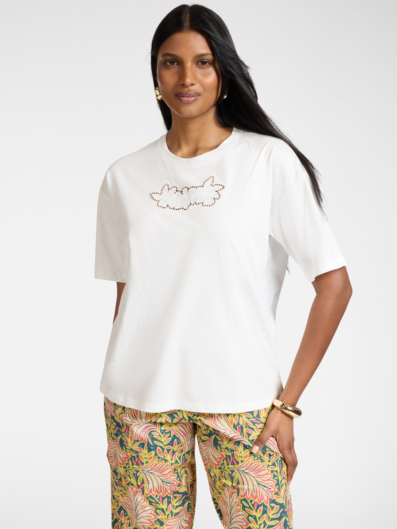 T-shirt in cotone con ricamo