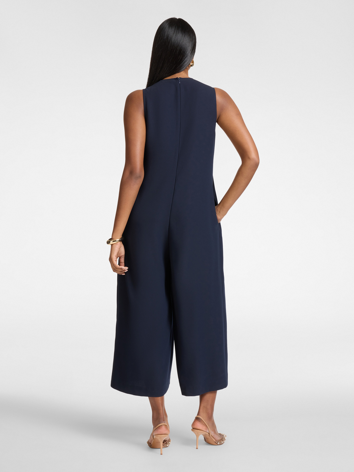 Palazzo jumpsuit in cr&ecirc;pe envers satin image number 1