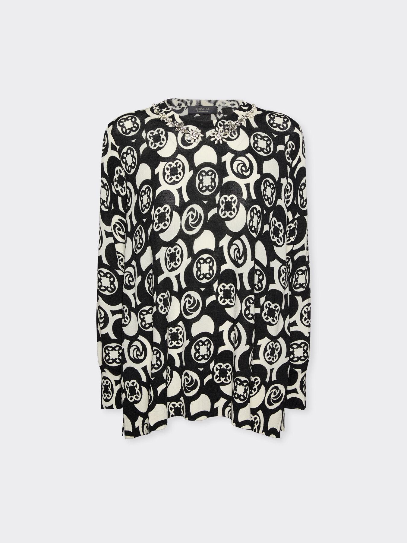 Maglia stampata con ricamo