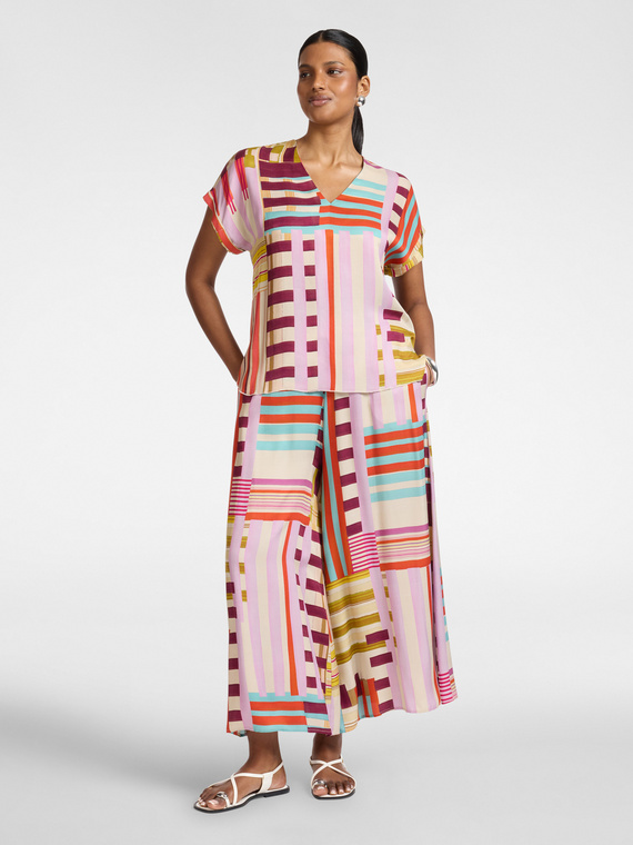 Pantalones palazzo de raso estampados