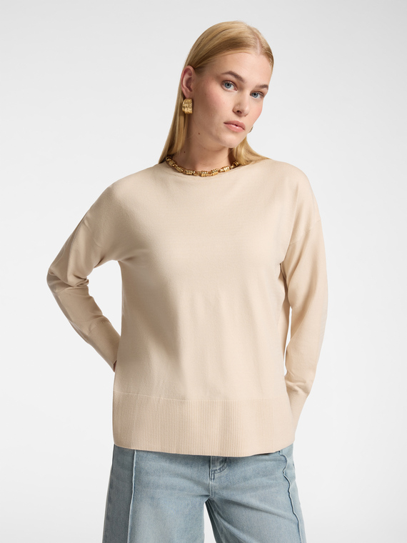 Rundhals-Strickpullover aus Viskose
