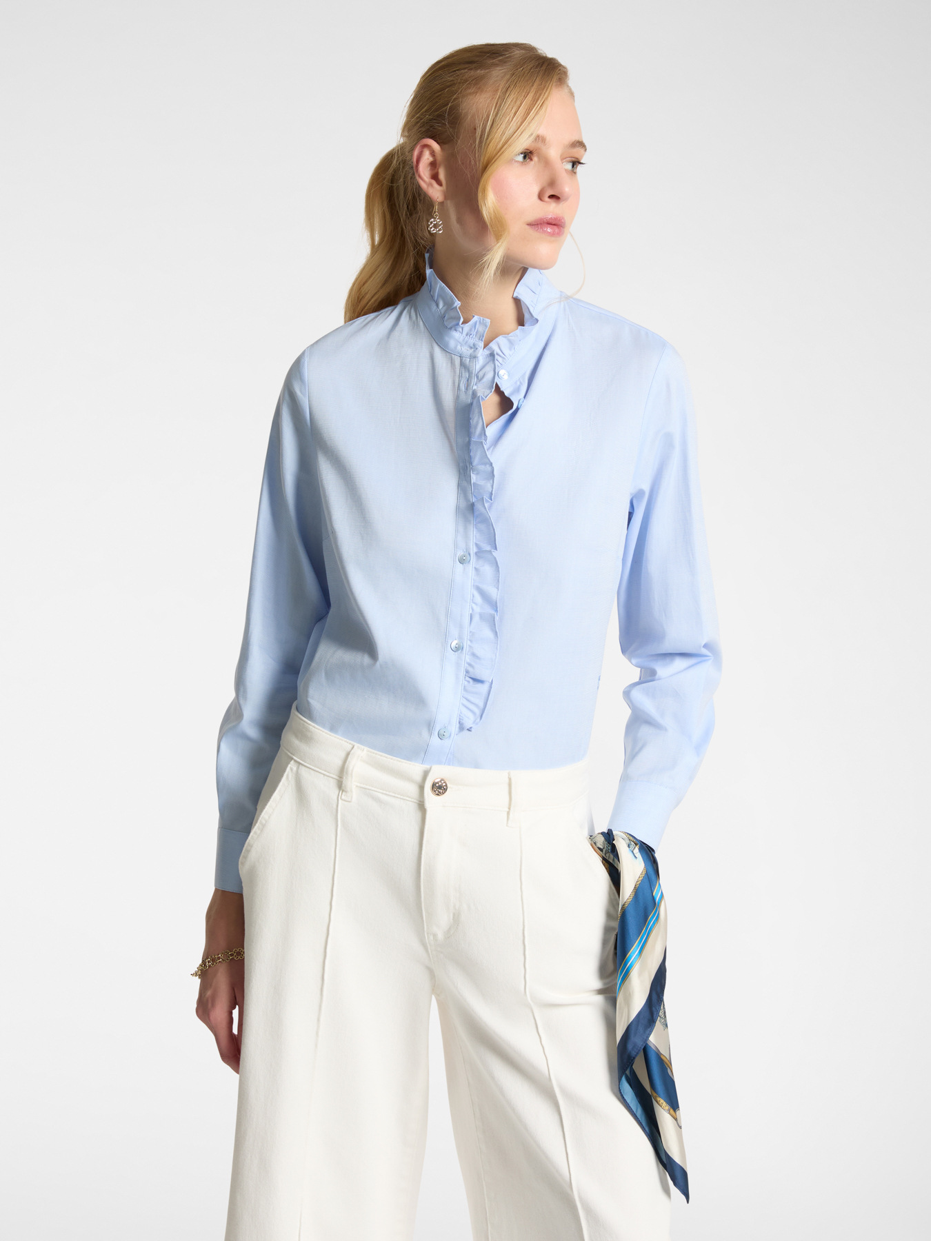 Camicia Oxford con volant lungo il davanti image number 0