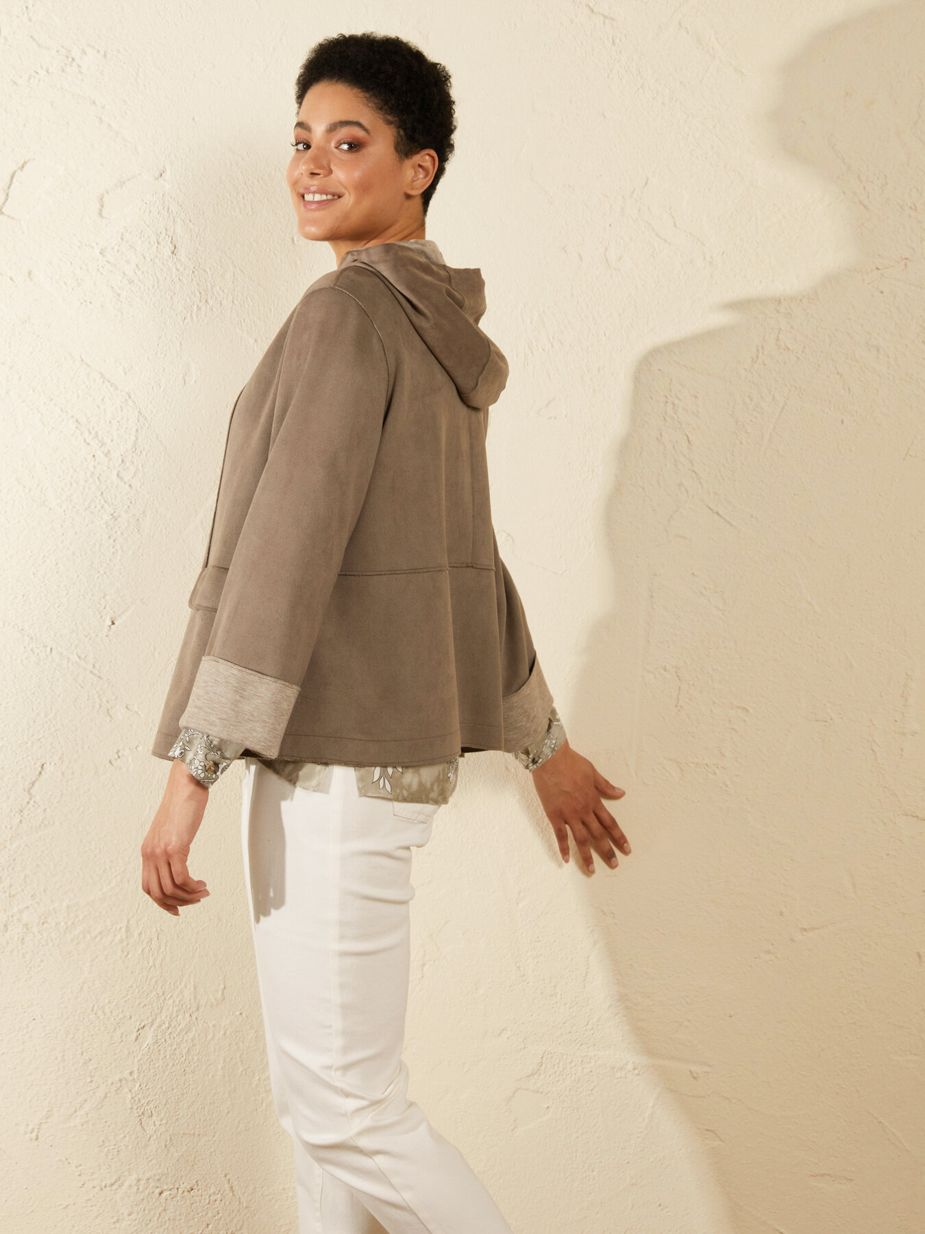 FAUX SUEDE PEA COAT image number 1