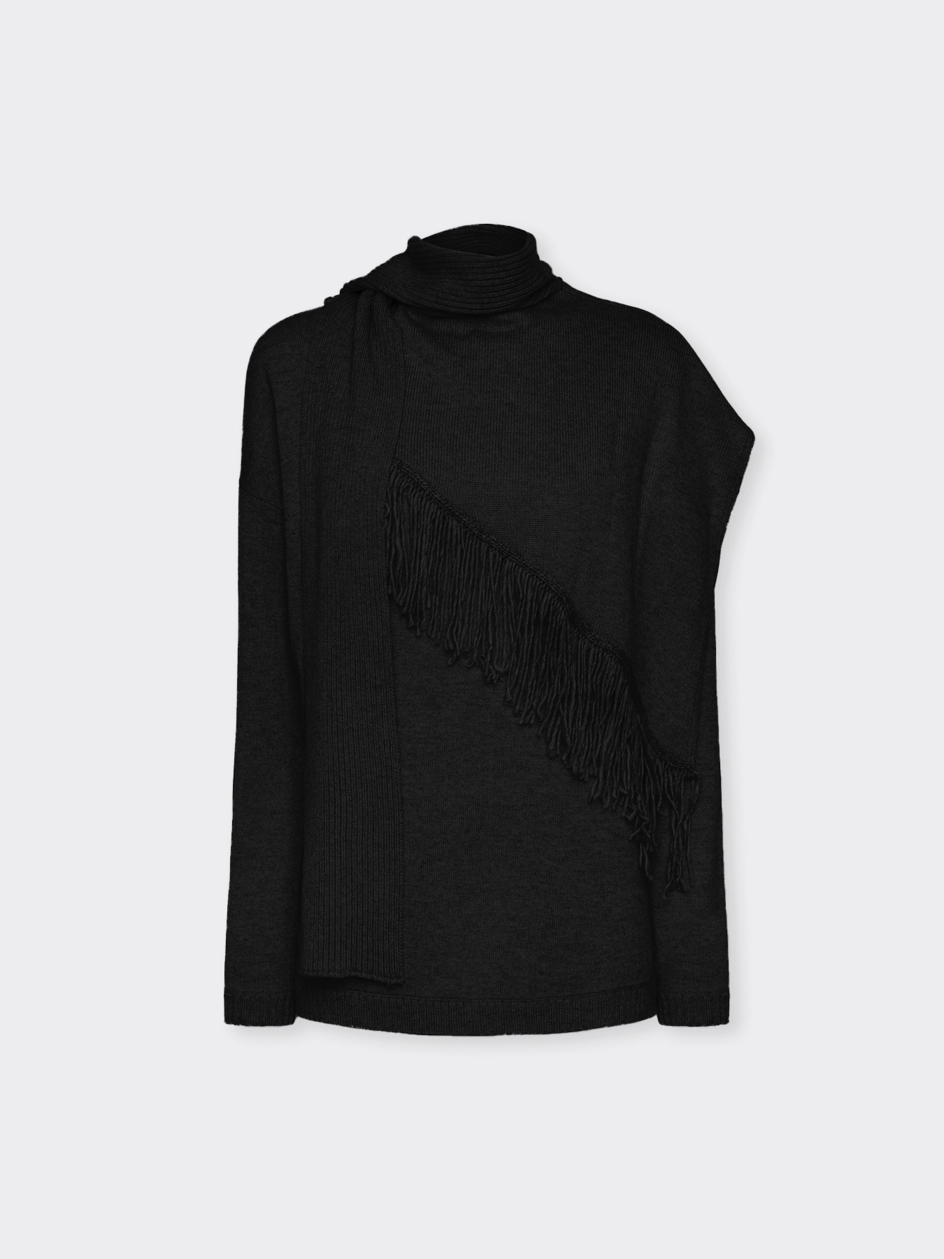 Fringed sweater with detachable scarf image number 4