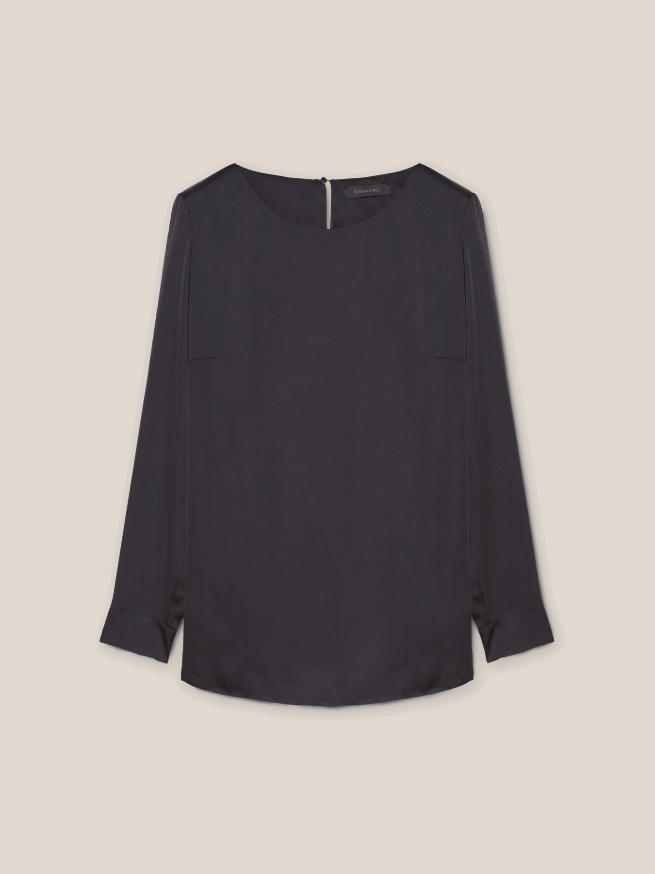 Blusa de raso de color liso image number 4