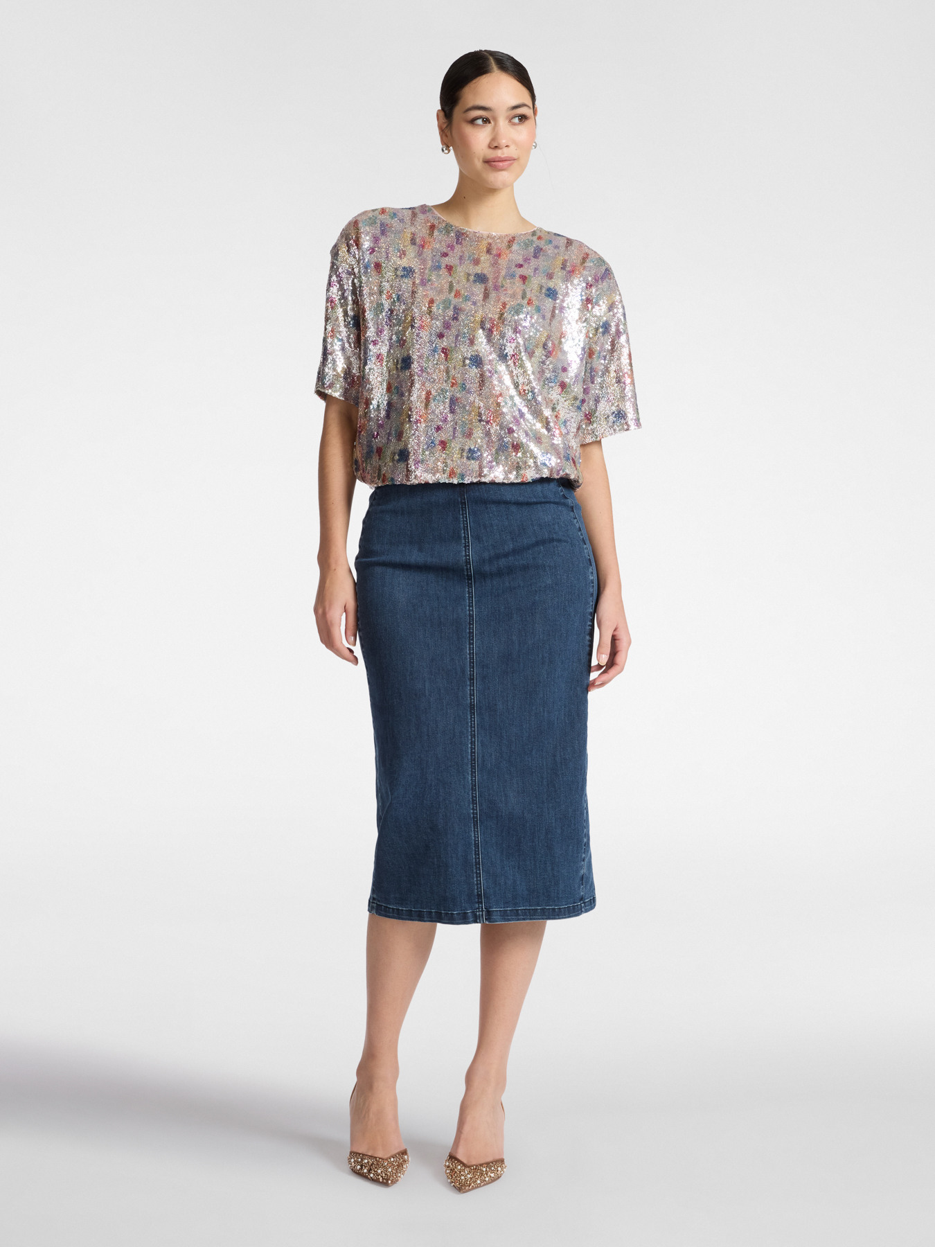 Jupe midi en denim image number 0