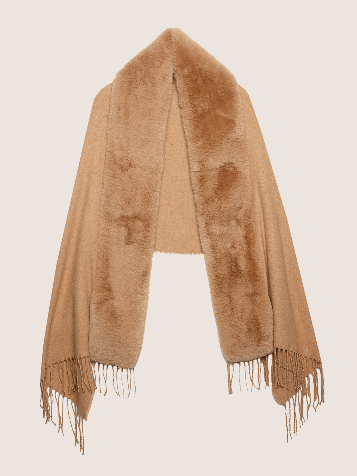 Scarf with faux fur trim image number 3