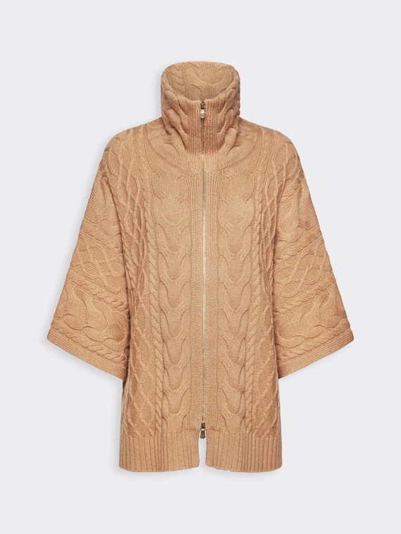 Cardigan en maille torsad&eacute;e pure laine