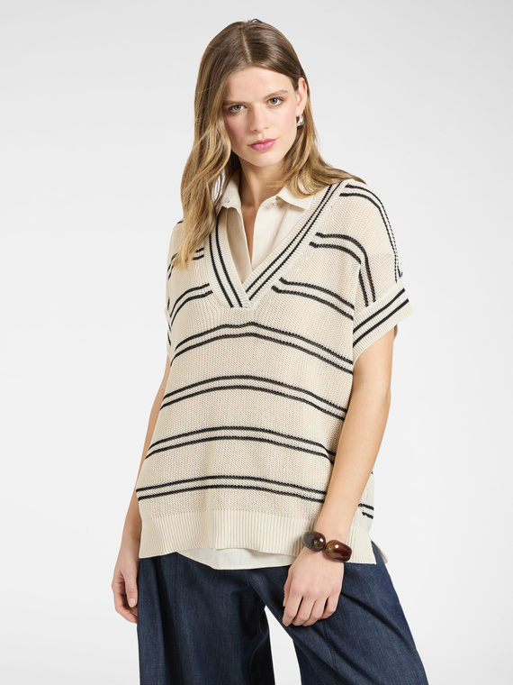 Maglia a righe misto cotone