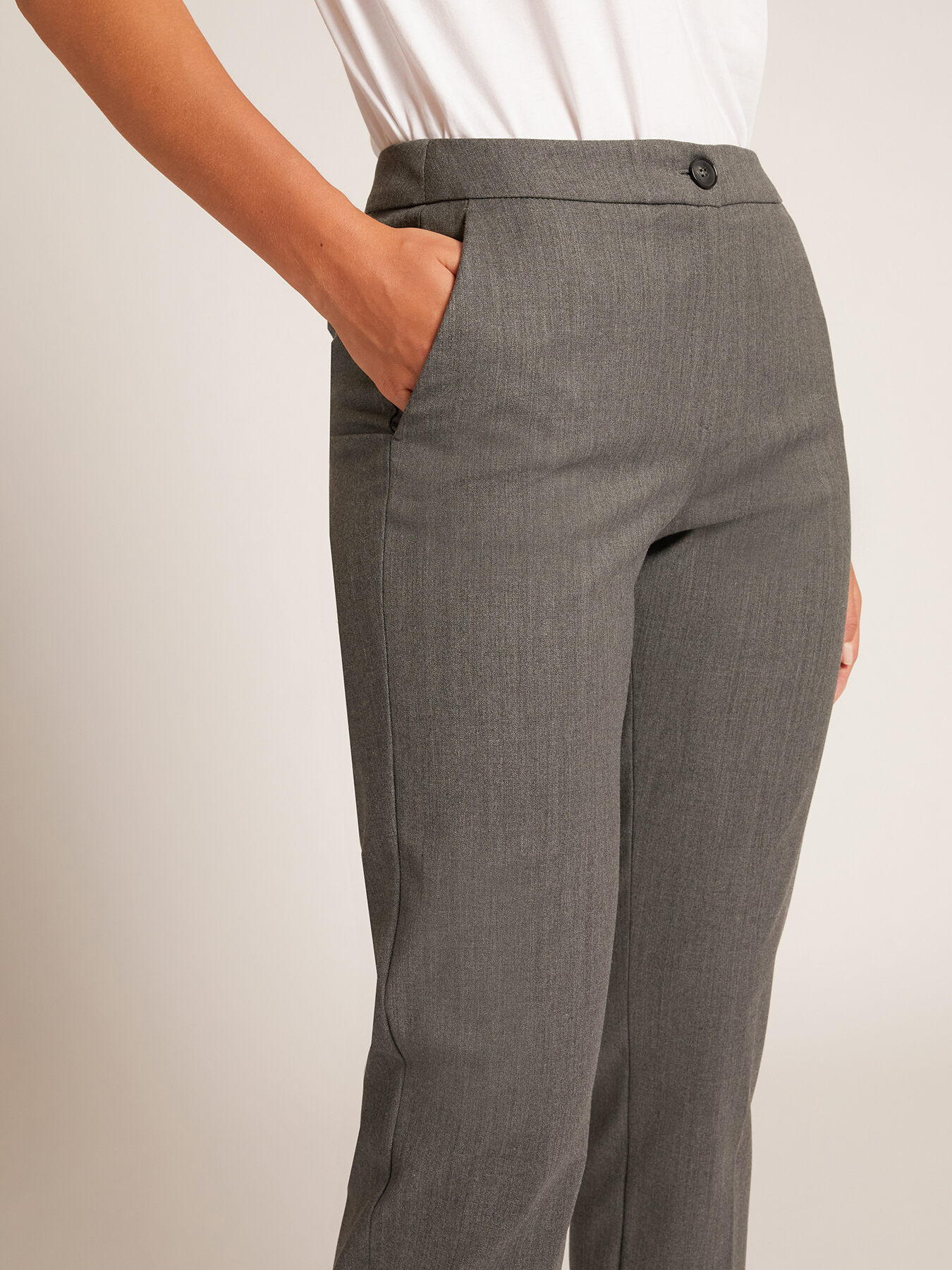 Straight-leg trousers in melange twill image number 4