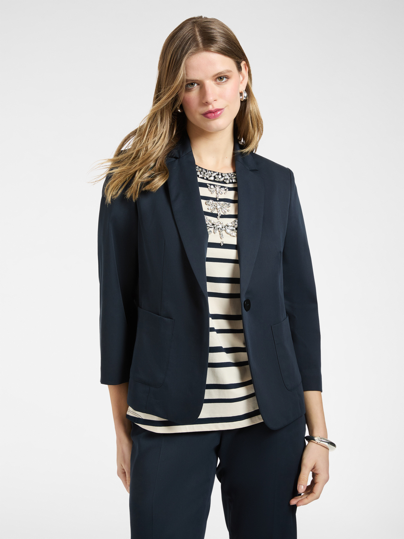 Stretch satin blazer image number 2