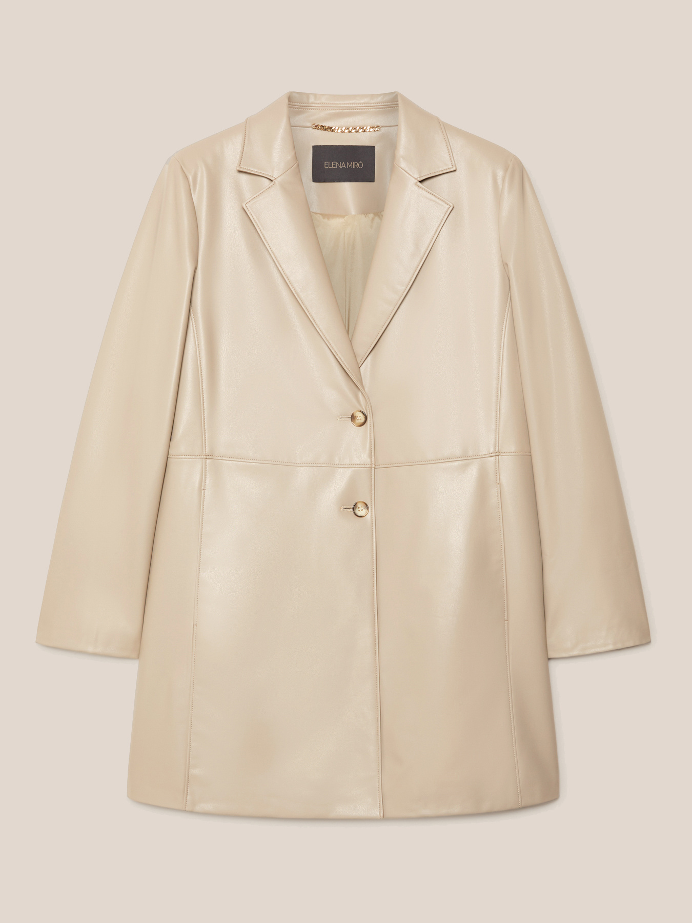 Giacca lunga in tessuto effetto pelle image number 5