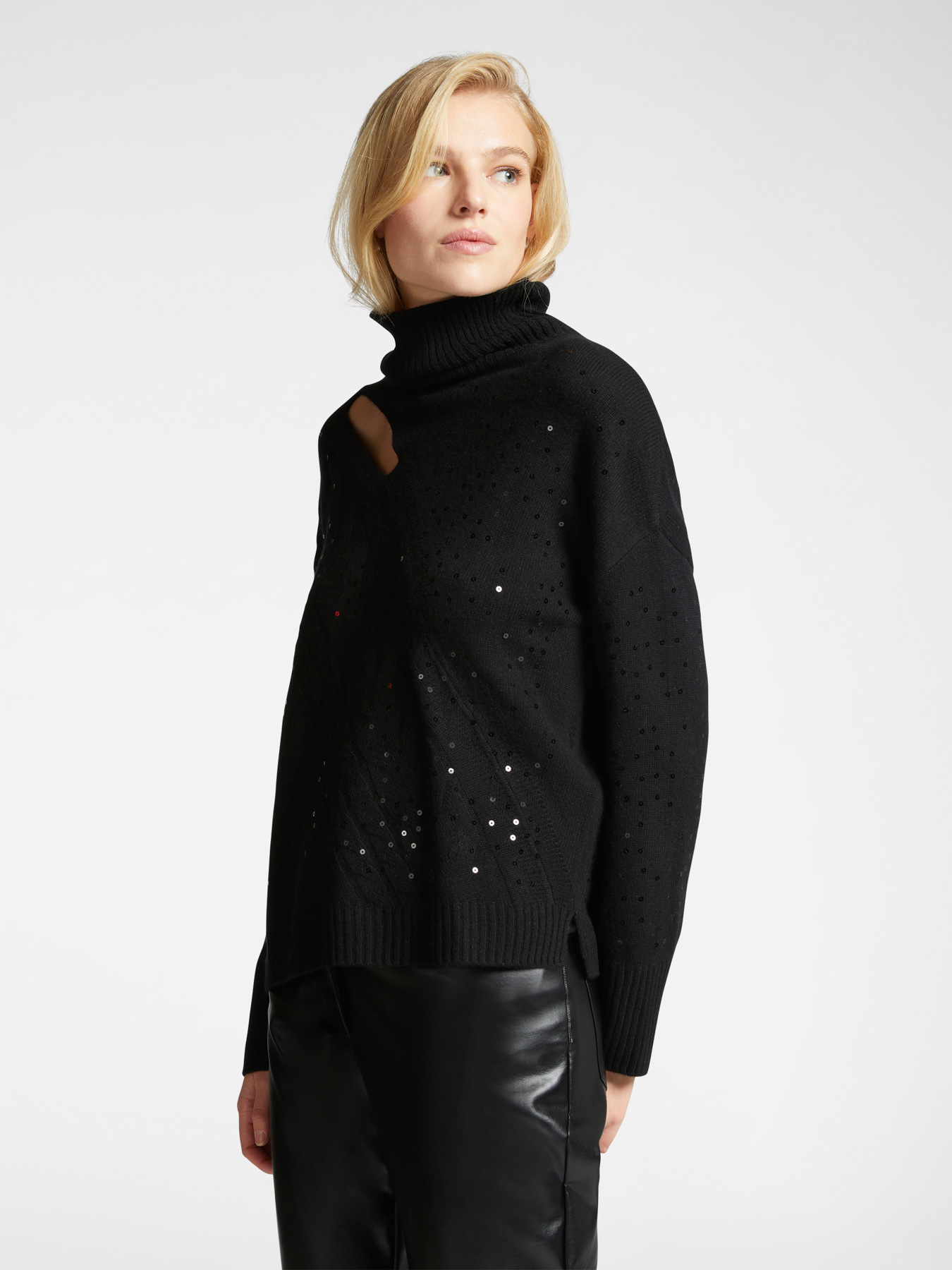 Sweater with sequins and cut-out feature image number 0