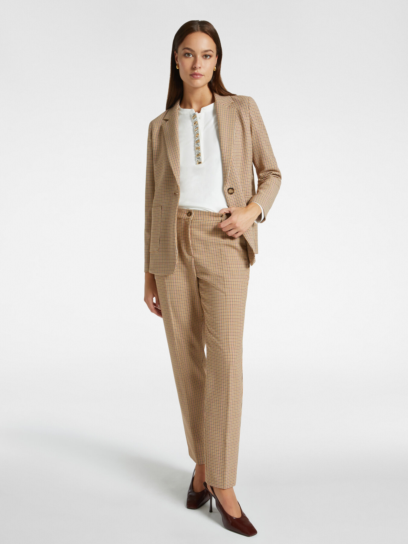 Straight checked trousers image number 0