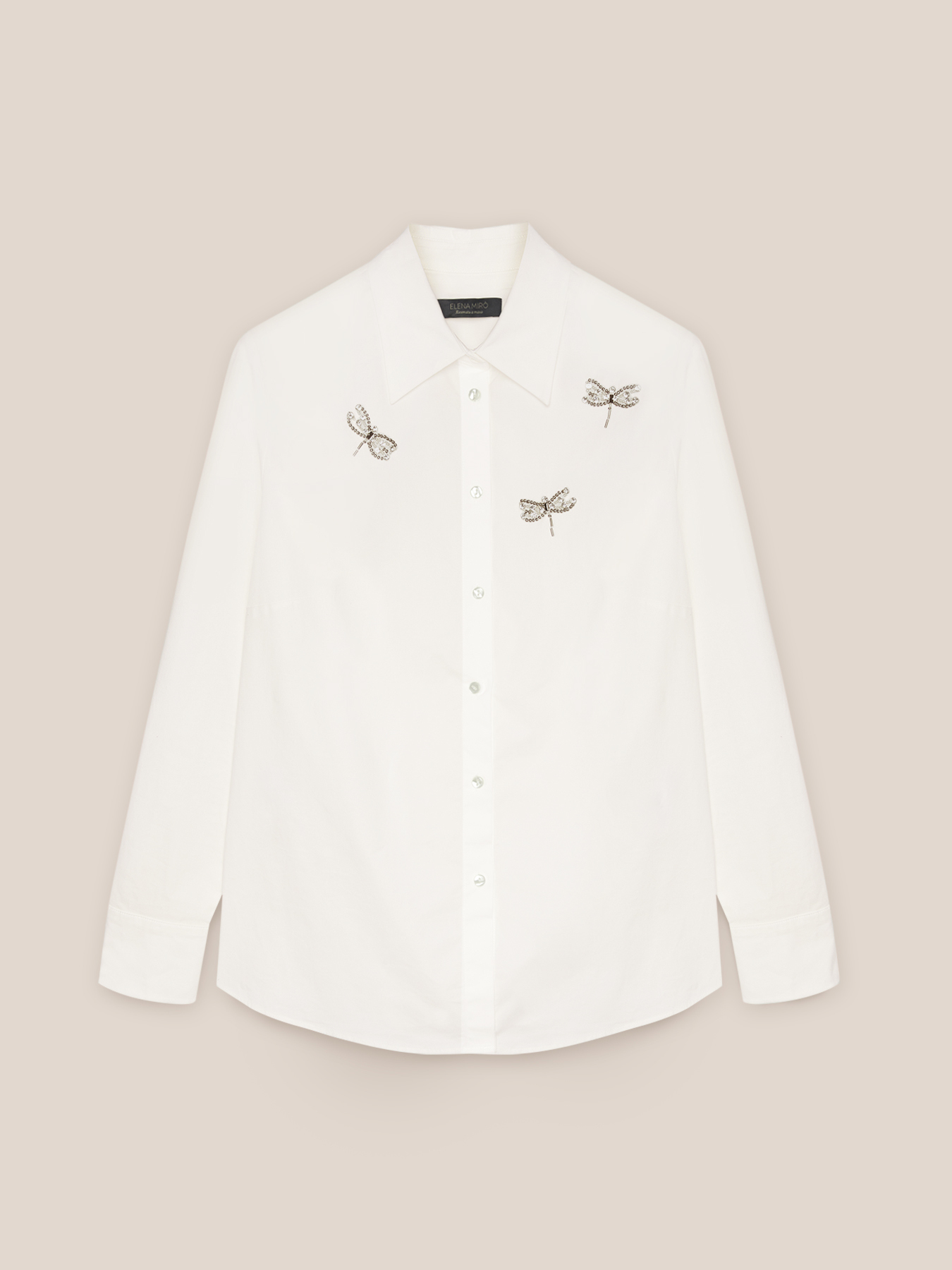 Hand-embroidered poplin shirt image number 4