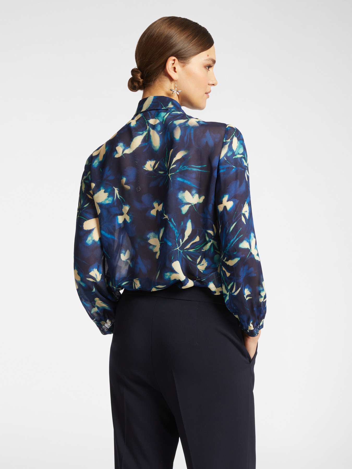 Floral blouse with neck sash image number 1