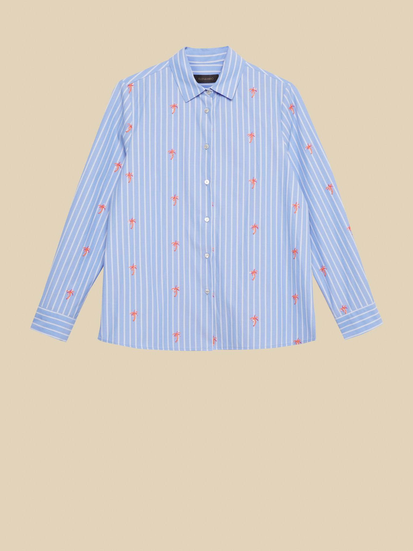 Embroidered striped shirt image number 5