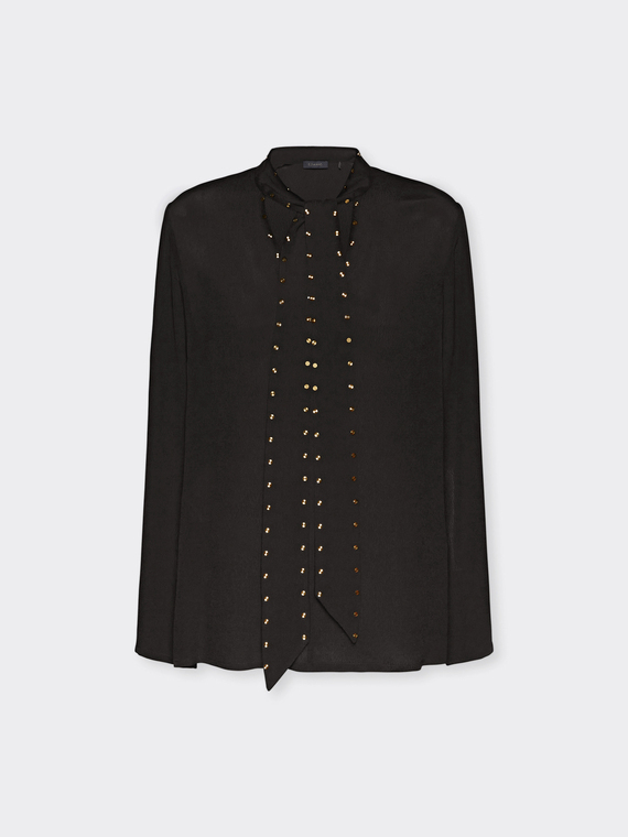 Bluse mit Sch&auml;rpe und flachen Nieten