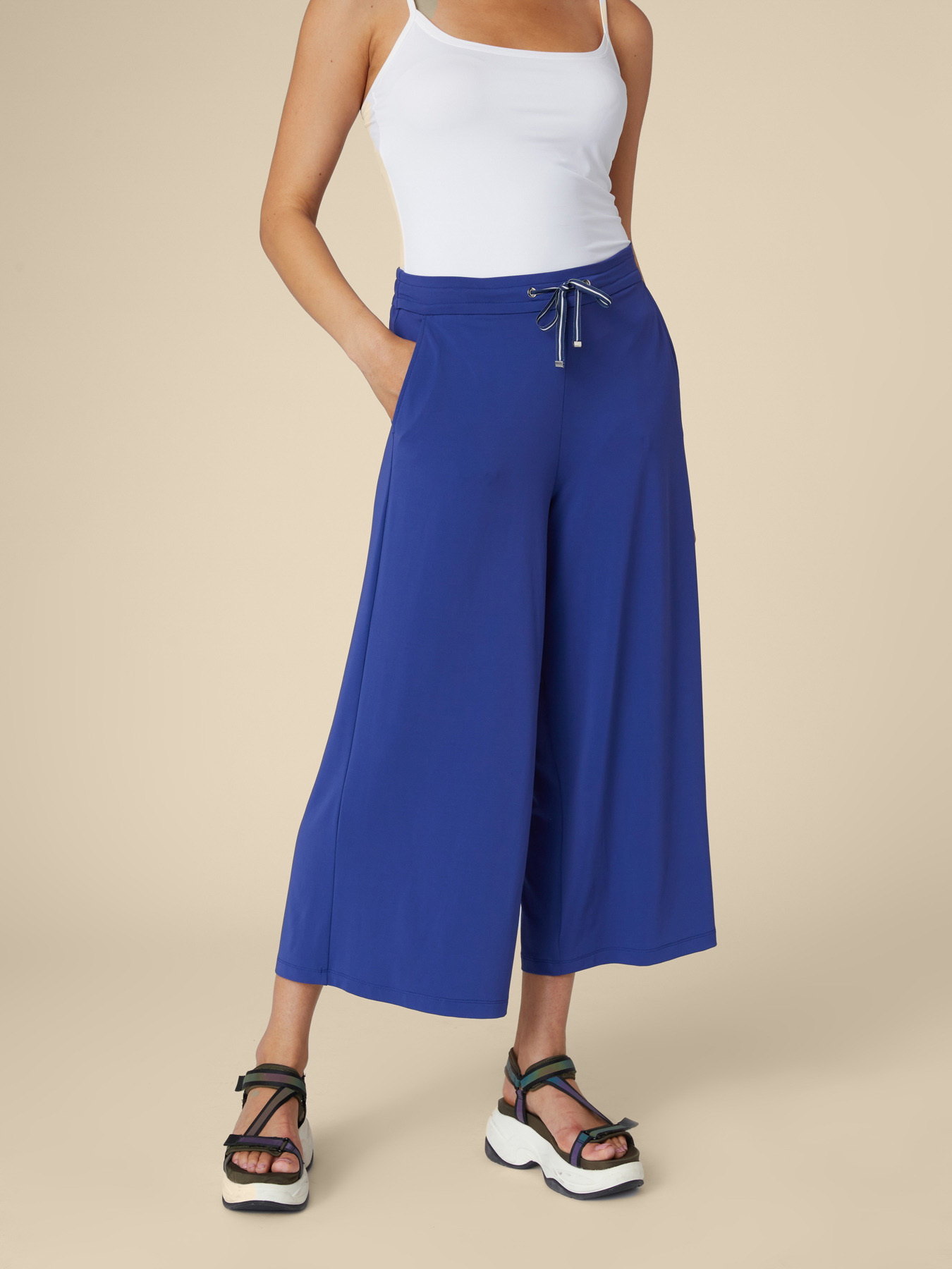 Cropped jersey crepe joggers image number 3