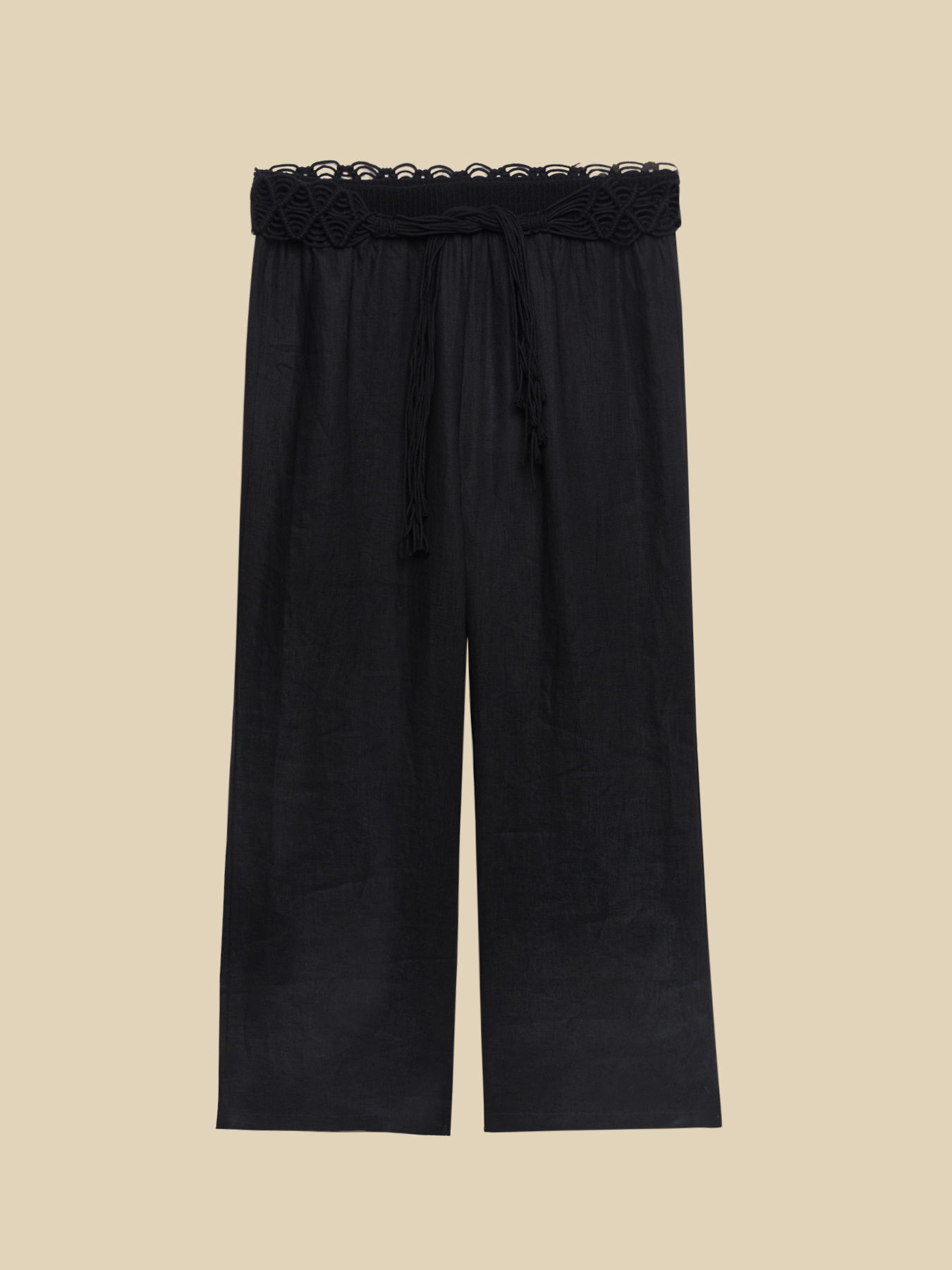 Pantalon cropped en lin avec ceinture en corde image number 4