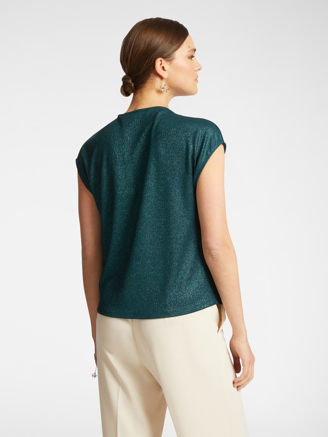 T-shirt lurex con nodo davanti image number 1