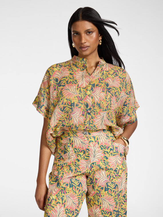 Camicia in rami&eacute; stampato