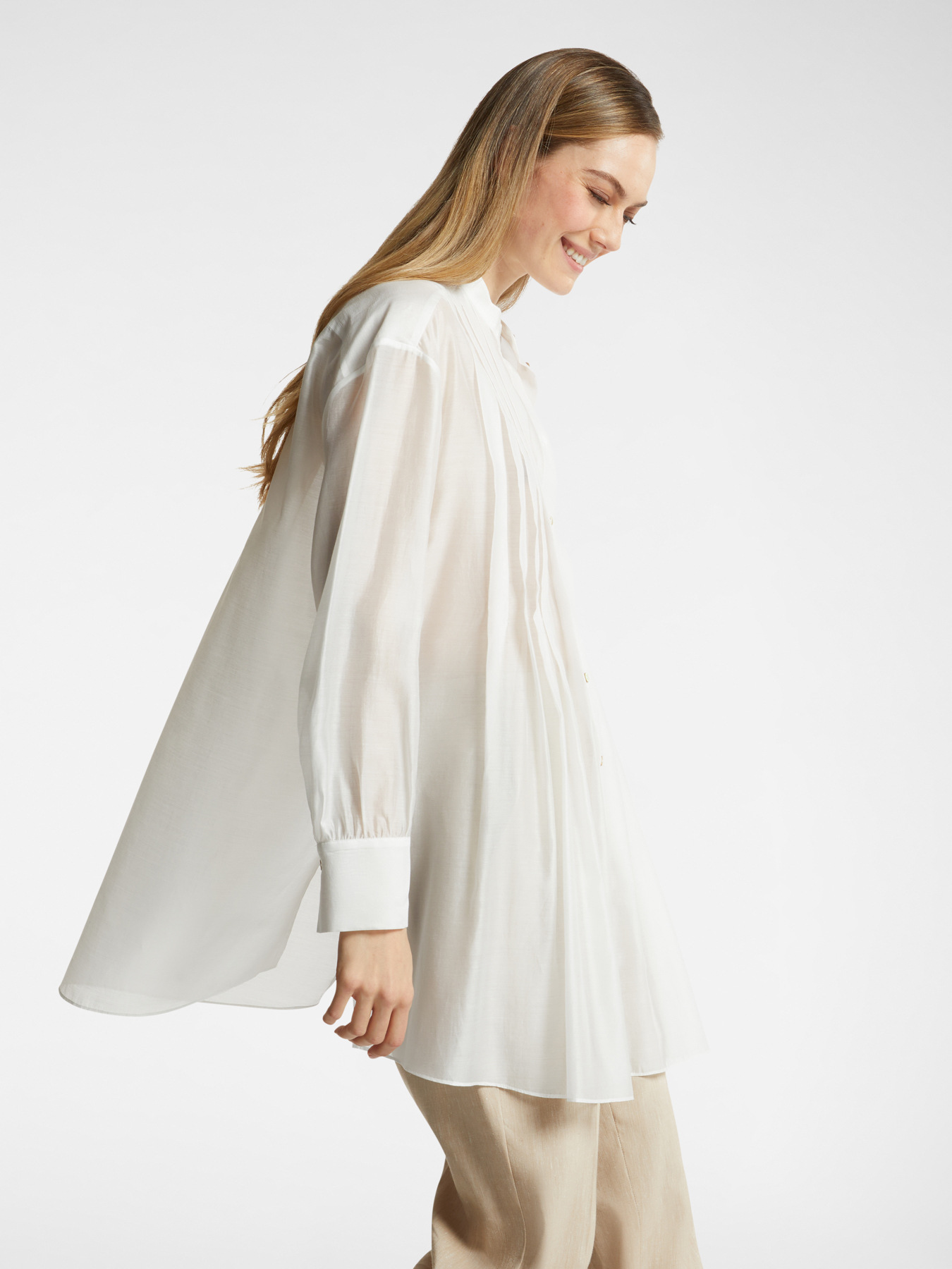 Lange Hemdbluse mit Falten image number 3