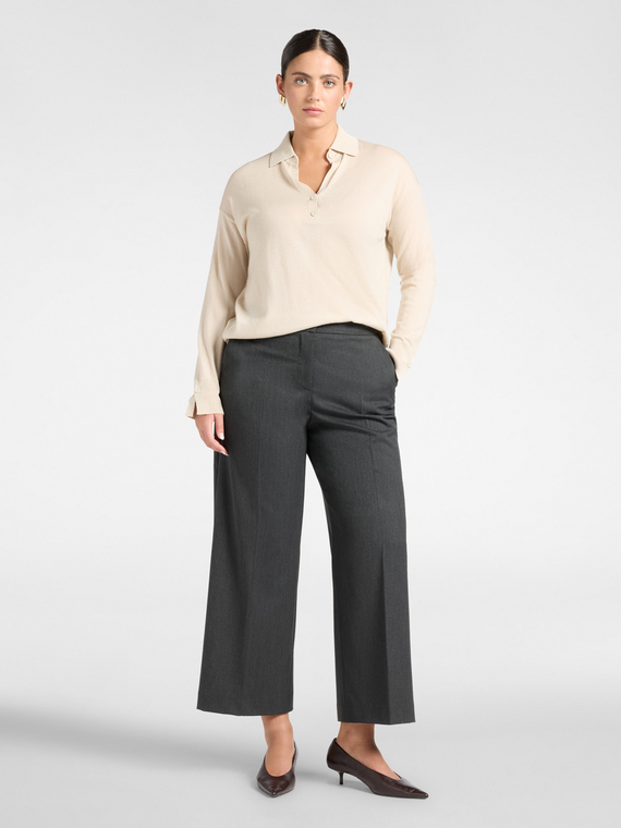 Pantaloni cropped palazzo in flanella