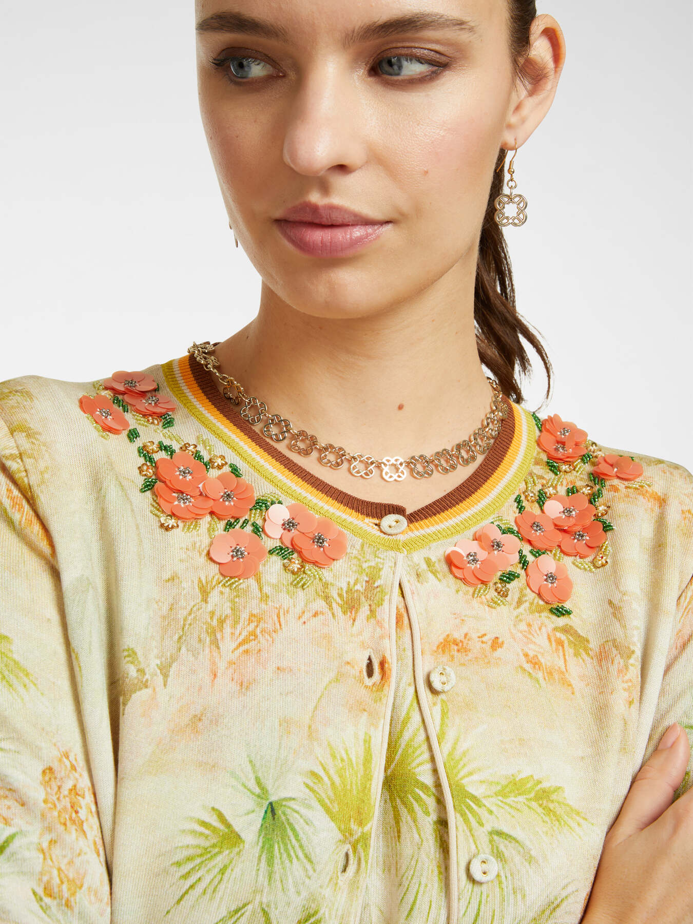 Bedruckter und bestickter Cardigan image number 3