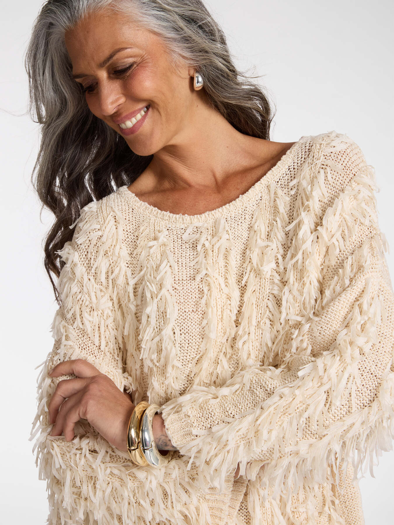 Oversize-Pullover mit Fransen image number 2