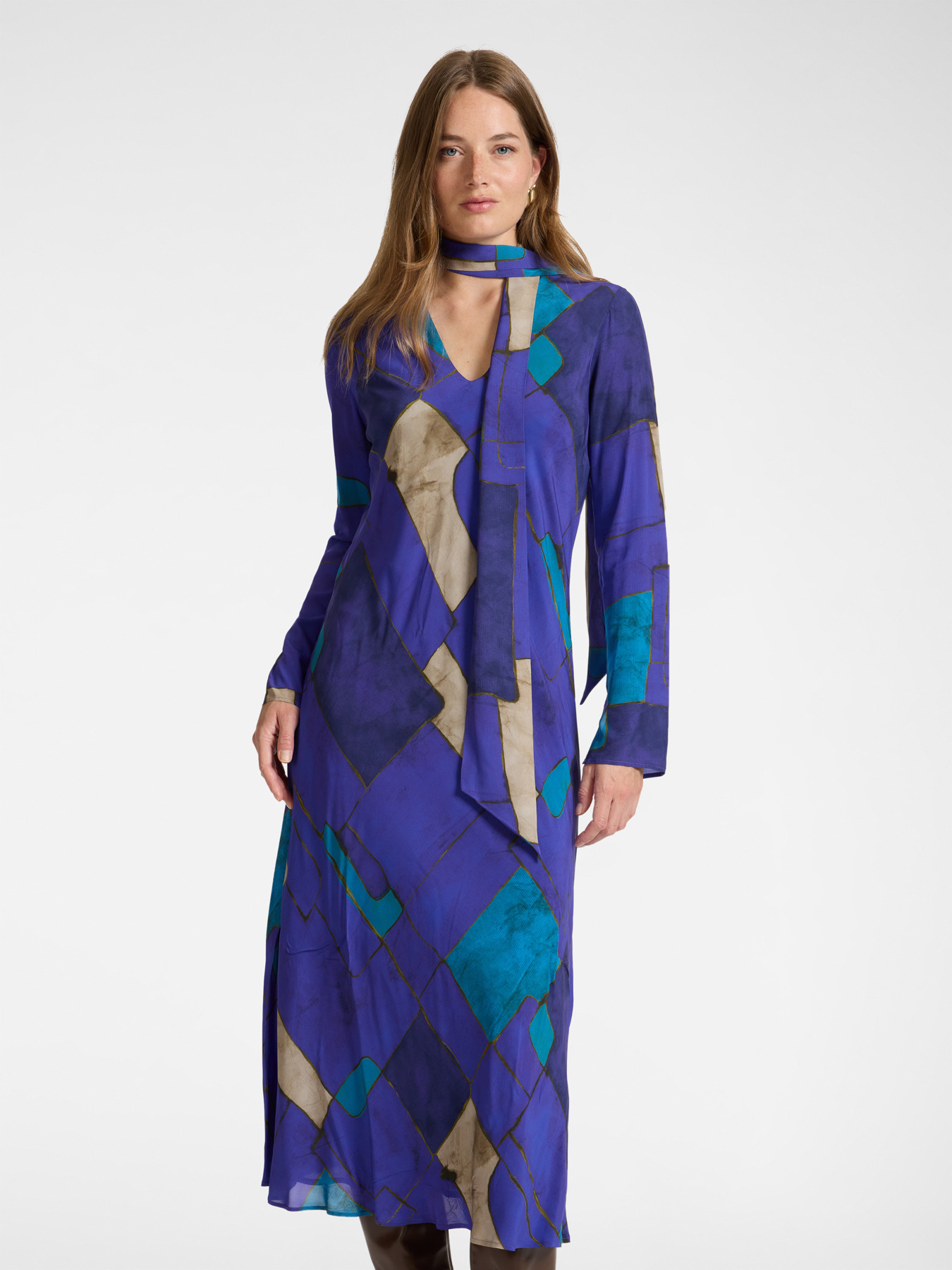 Vestido largo de viscosa estampado con lazo image number 2