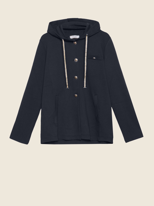 Elenamiro&nbsp;: Sweat-shirt avec boutons dor&eacute;s Bleu_1