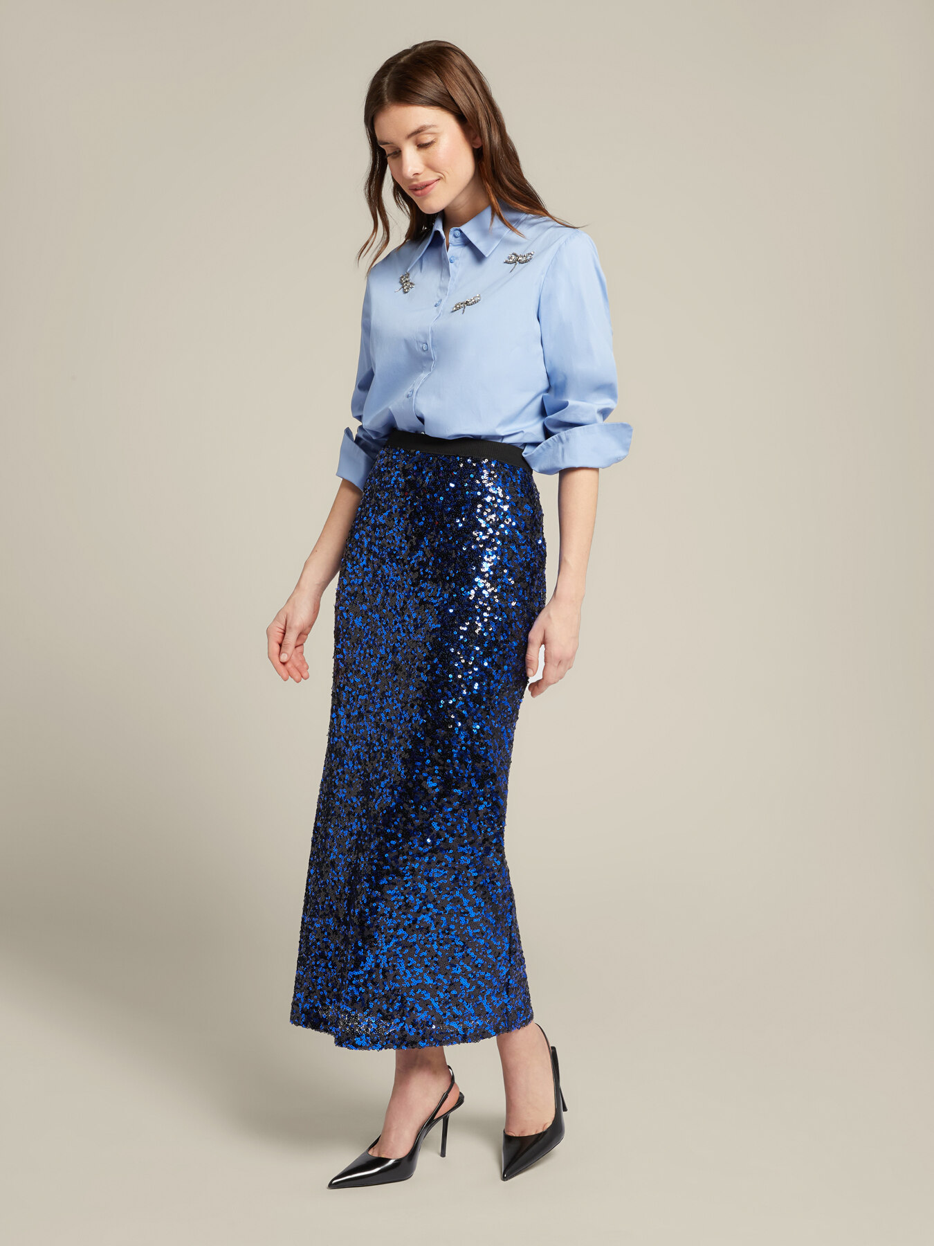 Jupe en tulle entièrement pailletée image number 0