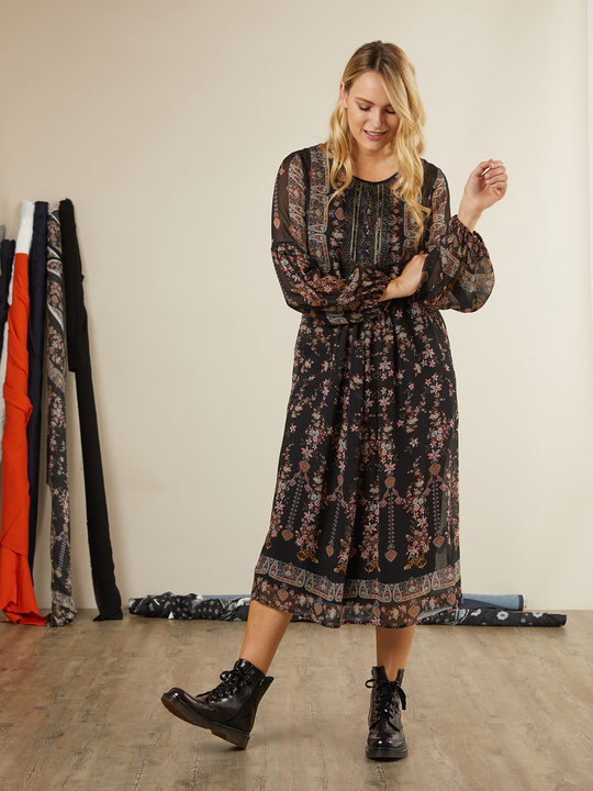 Elenamiro: Abito lungo stampato Nero_1