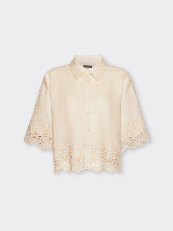 Camicia in lino con pizzo