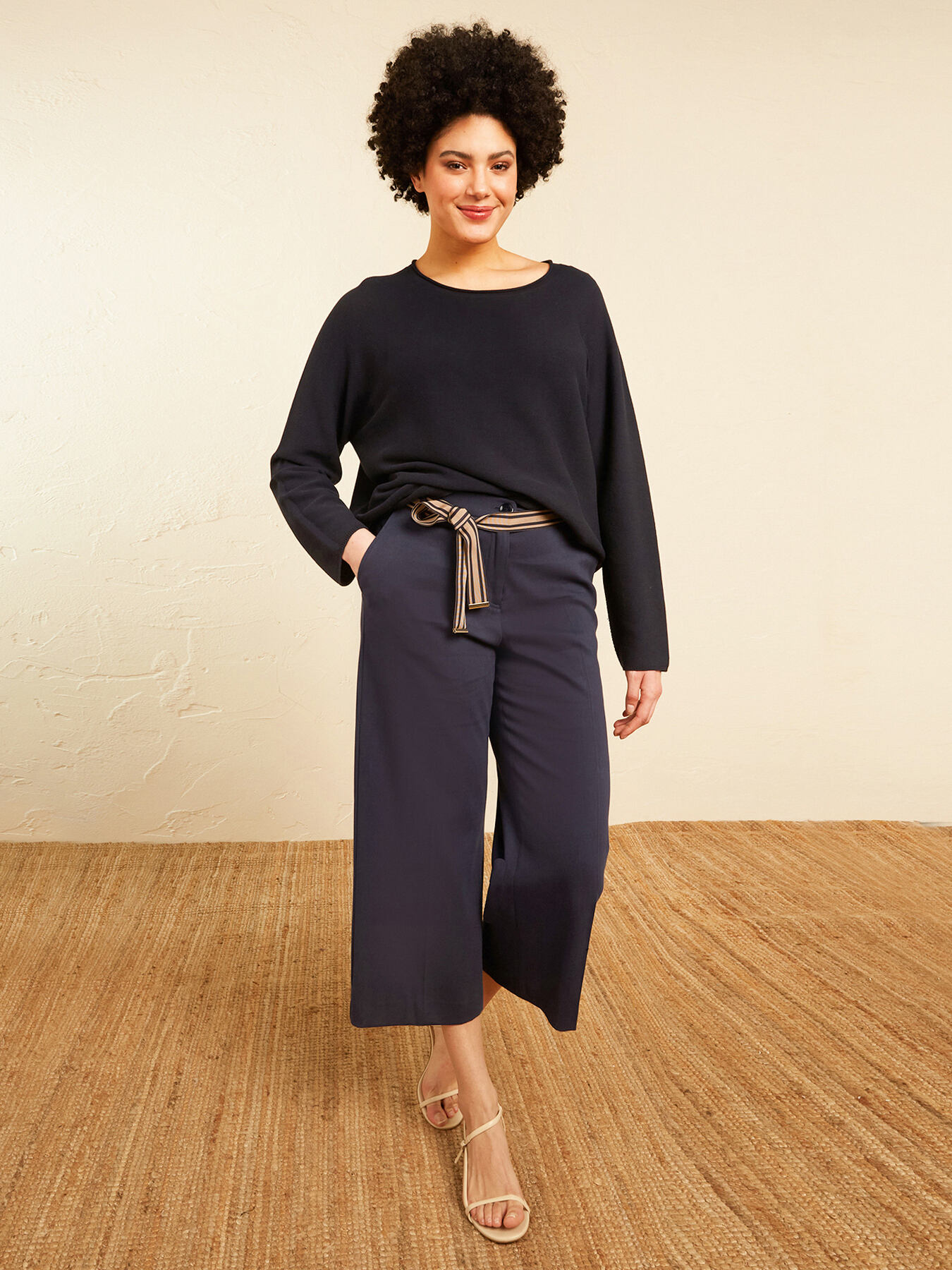 CROPPED-HOSE AUS PIQUET image number 0