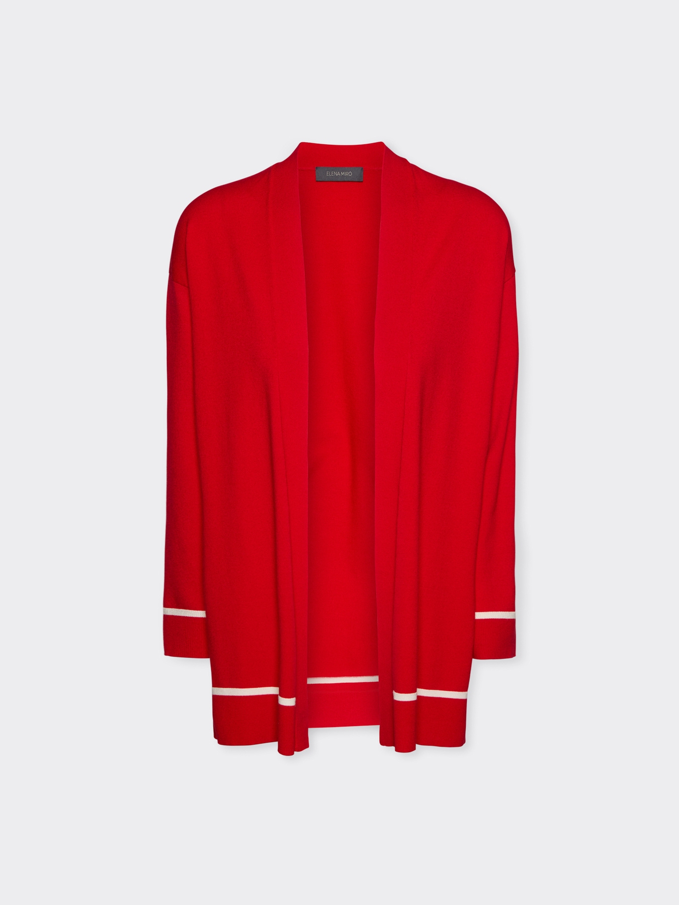Cardigan en viscose m&eacute;lang&eacute;e avec d&eacute;tails ray&eacute;s image number 4