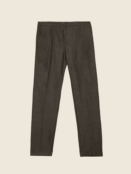 Elenamiro&nbsp;: Pantalon droit en tissu m&eacute;lang&eacute; Noir_1