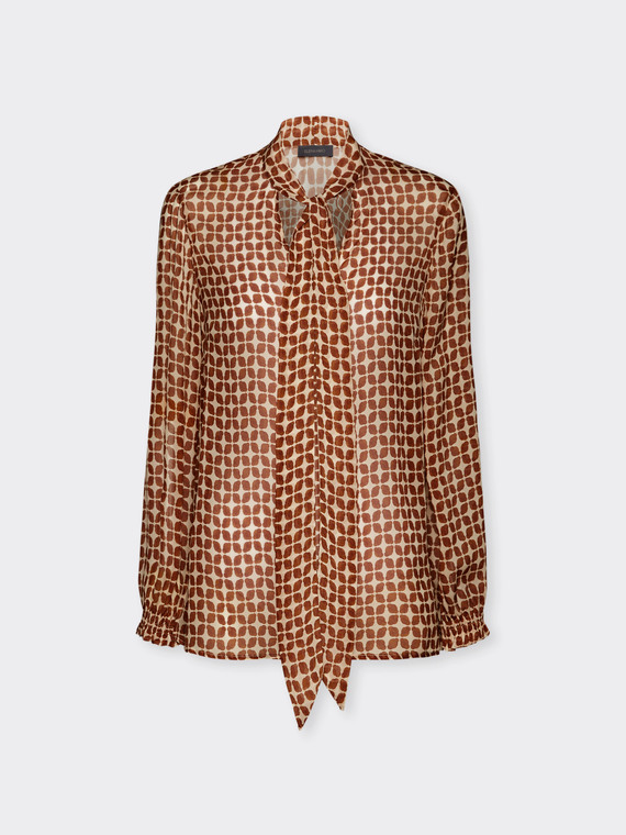 Bedruckte Bluse mit Sch&auml;rpe