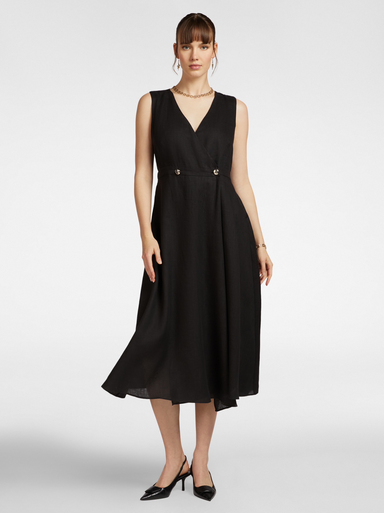 Robe portefeuille en lin image number 0