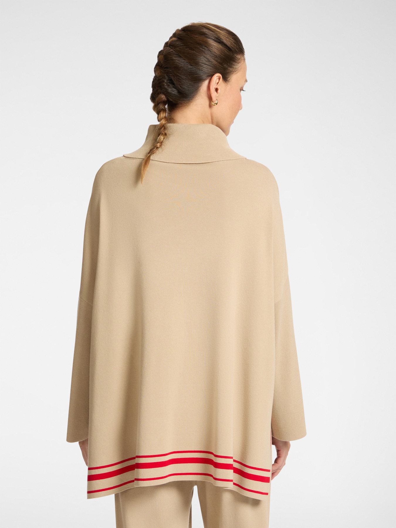 Oversize-Pullover mit gestreiftem Saum image number 1