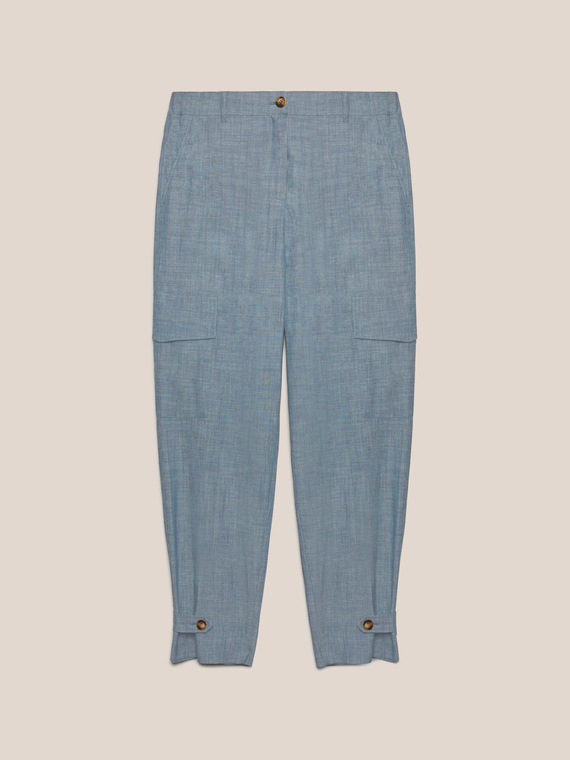 Chambray cargo trousers