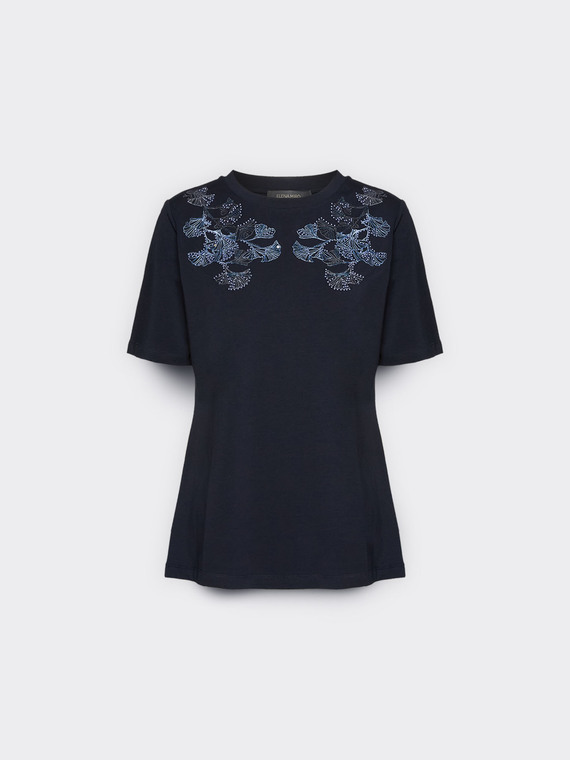 T-Shirt mit Blumenstickerei