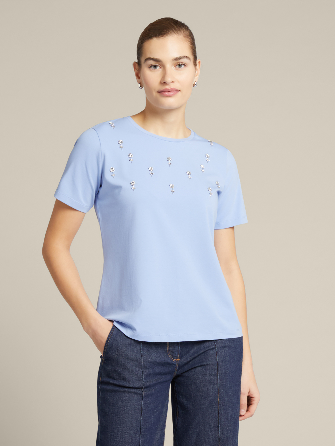 T-shirt with floral embroidery image number 0