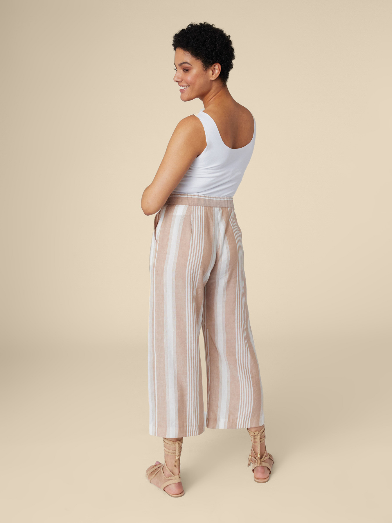 Linen and lyocell striped trousers image number 1